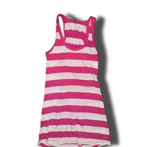Striped Pink and White Racerback Tank VS PINK